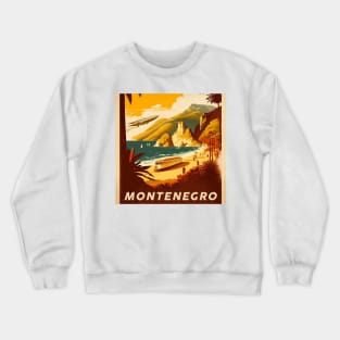 Montenegro Coastline Vintage Travel Art Poster Crewneck Sweatshirt